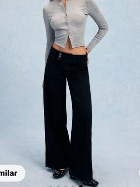 NEW Cider Black Baggy Wide-Leg Jeans